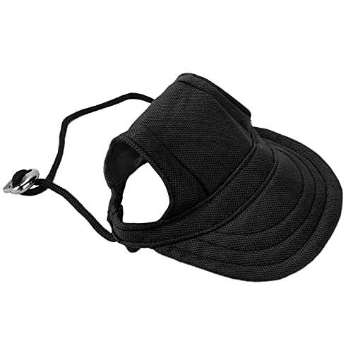 Hunde-Baseballmütze, Sonnenschutz, Bequem, Verstellbar, Haustier-Sportmütze mit Ohrlöchern Kleine Hunde (Schwarz) von Jauarta