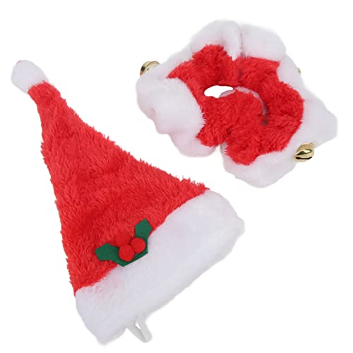 Jauarta 2 Sets Hunde-Weihnachtsmützenhalsband, Weihnachtsmann-Katzenkostüme mit Glöckchen für Katzen, Kleine Hunde (L) von Jauarta