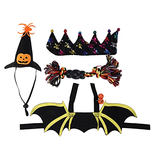 Jauarta 4 Stück Halloween Fledermaus Haustierkostüm Hundekostüm Anziehzubehör für Katzen Cosplay Party Dekoration (L) von Jauarta