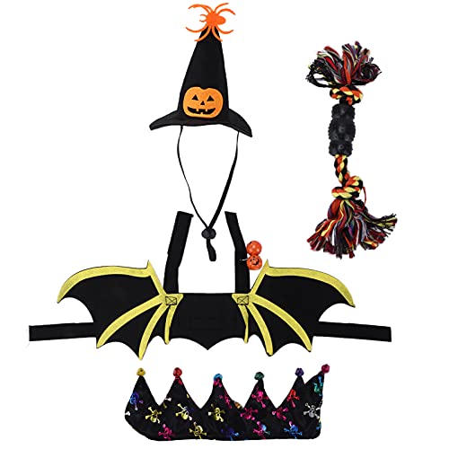 Jauarta 4 Stück Halloween Fledermaus Haustierkostüm Hundekostüm Anziehzubehör für Katzen Cosplay Party Dekoration (M) von Jauarta