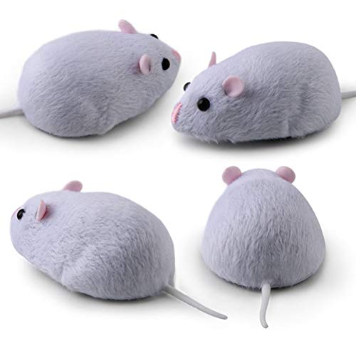 Jauarta Fernbedienungsspielzeugmaus mit Plüschmaterial, Realistische Gefälschte Ratte für Katzenspielzeug Bequem, Größe 7 * 4,5 * 3 cm (Hellgrau) von Jauarta
