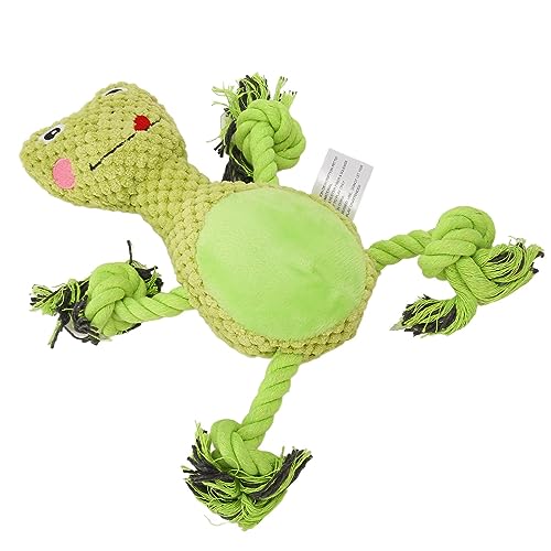 Jauarta Frosch-Hunde-Quietschspielzeug, Lustiges Cartoon-Frosch-Form-Zähneknirschen, Bissfestigkeit, Baumwollseil, Haustier-Kauspielzeug von Jauarta