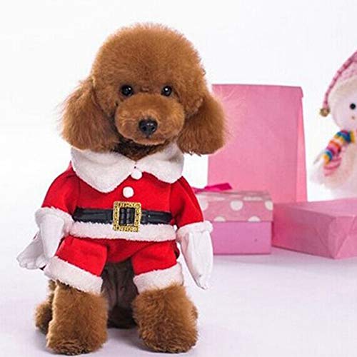 Jauarta Haustier-Weihnachtskleidung aus Baumwolle, Bequemes Kostüm mit Mütze für Hund und Katze (XL) von Jauarta