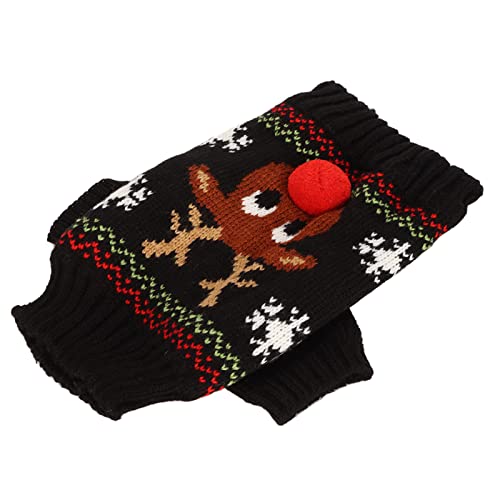Jauarta Hunde-Schneepullover, Verdickender Neujahrs-Weihnachts-Hundeurlaubspullover für Kleine und Mittelgroße Hunde (Schwarz) von Jauarta