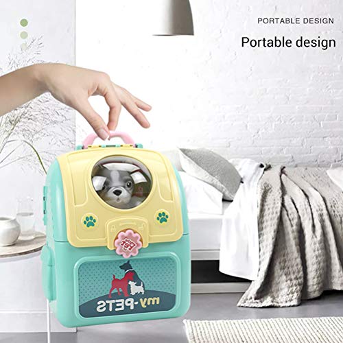 Kinder Haustier Space Bag Play House Set, Kreativität mit Hunde- und Katzenpflege -Kit, Rucksack & Tat Play Toys, die für Kinder (Rosa) von Jauarta