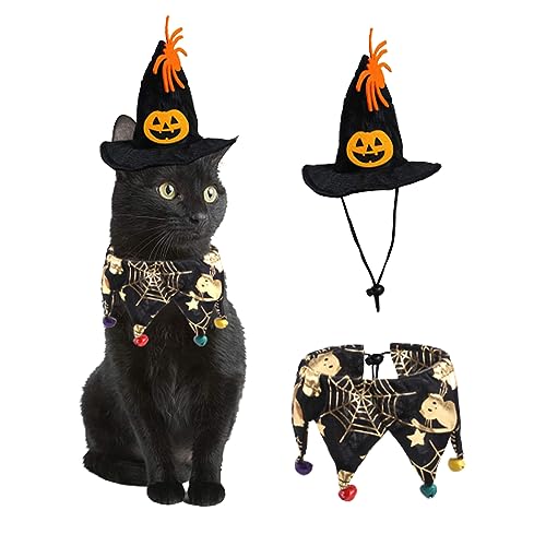 Halloween Haustier Umhang, Haustier Halloween Kostüm Set, Haustierkostüme Katze Cosplay 2 PCS,Kürbis-Motiv Haustier Cosplay Kleidung,geeignet für kleine Hunde und Katze,Hund Halloween Kostüm (Stil 3) von Jauhmui