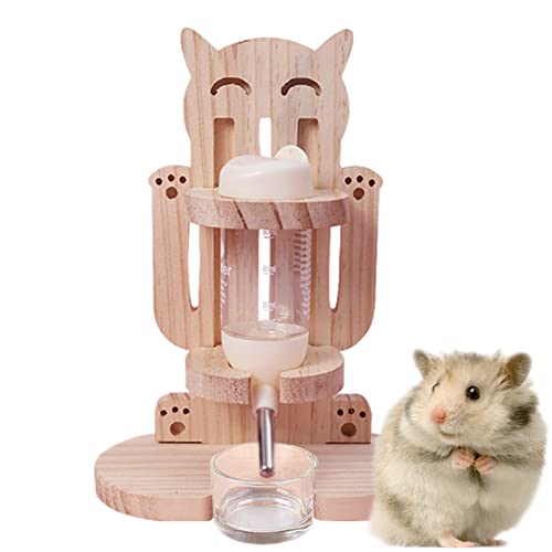 Hamster Trinkflasche mit Ständer,Einstellbar Holz Hamster Wasserspender,Ständer Hamster Nippeltränke mit Basis,80 ml Kleintiertränke,für Meerschweinchen, Hasen Chinchilla, Ratten, Frettchen (Set 4) von Jauhmui