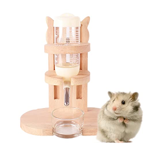 Hamster Trinkflasche mit Ständer,Einstellbar Holz Hamster Wasserspender,Ständer Hamster Nippeltränke mit Basis,80 ml Kleintiertränke,für Meerschweinchen, Hasen Chinchilla, Ratten, Frettchen (Set 2) von Jauhmui