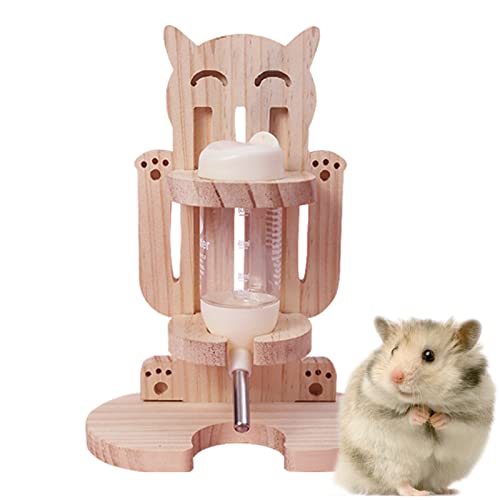 Hamster Trinkflasche mit Ständer,Einstellbar Holz Hamster Wasserspender,Ständer Hamster Nippeltränke mit Basis,80 ml Kleintiertränke,für Meerschweinchen, Hasen Chinchilla, Ratten, Frettchen (Set 3) von Jauhmui