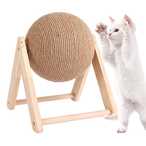 Kratzkugel für Katzen,Sisal Kratzball,Katzen Kratzball,Kratzspielzeug Katze Holz Kratzball,Stabiler Kratzbaum Haustiermöbel,Massivholz Katzen KlettergerüSt Kratzbrett Kratzkugel,Katzenspielzeug (L) von Jauhmui