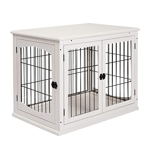 2-in-1 Hundehütte & Beistelltisch, 81 x 58,5 x 66 cm, MDF & Metall, Weiß, für Haustiere bis 65 cm Körperlänge 2-in-1 Hundehütte & Beistelltisch, 81 x 58,5 x 66 cm, MDF & Metall, Weiß, für Haustiere bis 65 cm Körperlänge von Jaxilyn