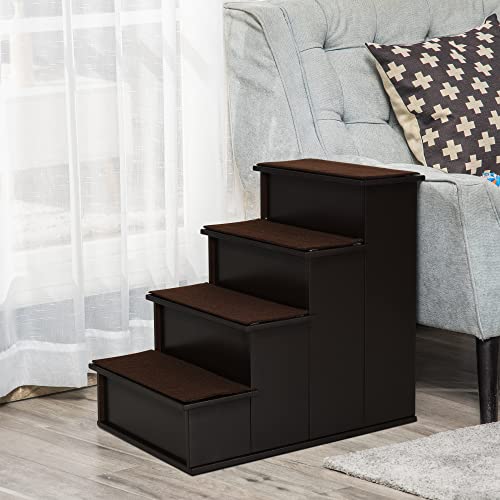 Hundetreppe Katzentreppe mit 4 Stufen, MDF-Holz, Dunkelbraun, 40x59x54,2 cm, Einstiegshilfe für Haustiere Hundetreppe Katzentreppe mit 4 Stufen, MDF-Holz, Dunkelbraun, 40x59x54,2 cm, Einstiegshilfe für Haustiere von Jaxilyn