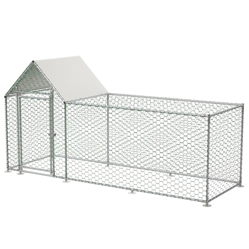 Jaxilyn Metall-Hühnerstallabdeckung für den Außenbereich 3x1x1.5m mit Kugel-Bungees-Schnüren, für große begehbare Hühnerstall, (nur Abdeckung, Rahmen Nicht im Lieferumfang) von Jaxilyn