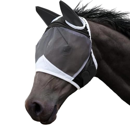 Fliegenmaske Pferd, Atmungsaktive Fliegenhaube Pferd, Schutz Vor Fliegen Und UV-Strahlen, Hochwertige Nylon Fliegenmaske Für Warmblut von JazRvr