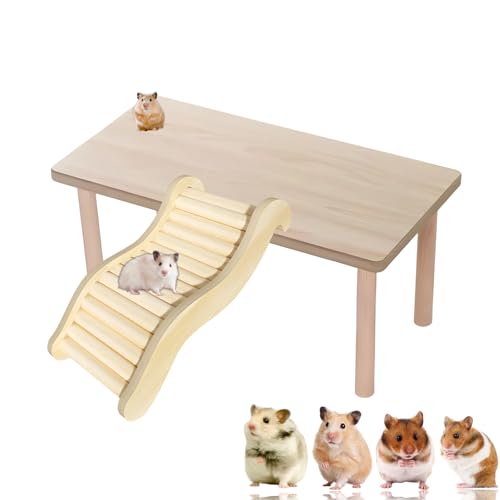 Hamster Plattform, Hamster Zubehör aus Holz, 2-teiliges Set mit Kletterleiter, Erhöht den Aktivitätsraum für kleine Haustiere, 15 x 8 x 10.2 cm Hamster Plattform, Hamster Zubehör aus Holz, 2-teiliges Set mit Kletterleiter, Erhöht den Aktivitätsraum für kleine Haustiere, 15 x 8 x 10.2 cm von JazRvr