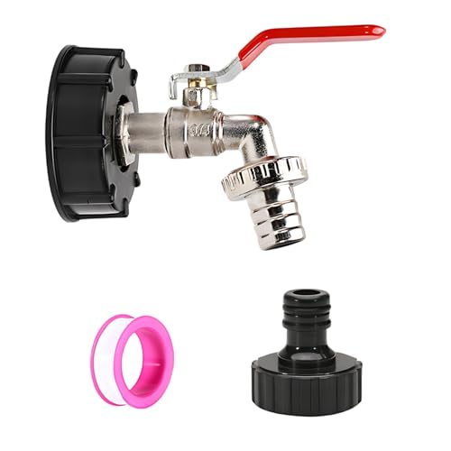 JazRvr 4-teiliges Set Sechskant-Mitteldeckel, 1000 Liter Tankhahn IBC Tank Zubehör, für Wassertank 1000l und IBC Container, robuste Legierung für einfache Installation von JazRvr