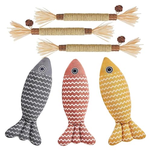 JazRvr 6 Katzenspielzeug Fisch, Katzenminze Spielzeug für Katzen, Katzenspielzeugs Fisch mit Katzenminze, Katzenspielzeug für Indoor und Outdoor, Katzenspielzeugs für Bewegung und Koordination von JazRvr