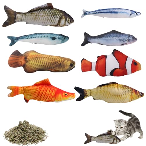 JazRvr Katzenminze Spielzeugs, 8 Stück Fisch Spielzeug für Katzen, Katzenspielzeug Fisch mit Katzenminze, Interaktives Spielzeug für Haustiere, 18-20 cm Größe, Ideal für Indoor Spiel und Stressabbau JazRvr Katzenminze Spielzeugs, 8 Stück Fisch Spielzeug für Katzen, Katzenspielzeug Fisch mit Katzenminze, Interaktives Spielzeug für Haustiere, 18-20 cm Größe, Ideal für Indoor Spiel und Stressabbau von JazRvr