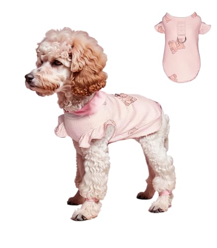 JcDuDoi Hunde-T-Shirts für Mädchen, leicht, dehnbar, atmungsaktiv, weich, kühl, Kleidung für Welpen, Kätzchen, Katzen, kleine, mittelgroße Hunde (Rosa, S) von JcDuDoi