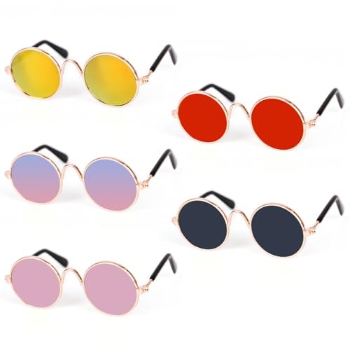 5pcs Hund Sonnenbrille UV Schutz rund Metallgläser Kleiner süßer modische Sonnenbrille für Hunde Katzen Haustier 5 Farben 5pcs Hund Sonnenbrille UV Schutz rund Metallgläser Kleiner süßer modische Sonnenbrille für Hunde Katzen Haustier 5 Farben von Jcasbdn