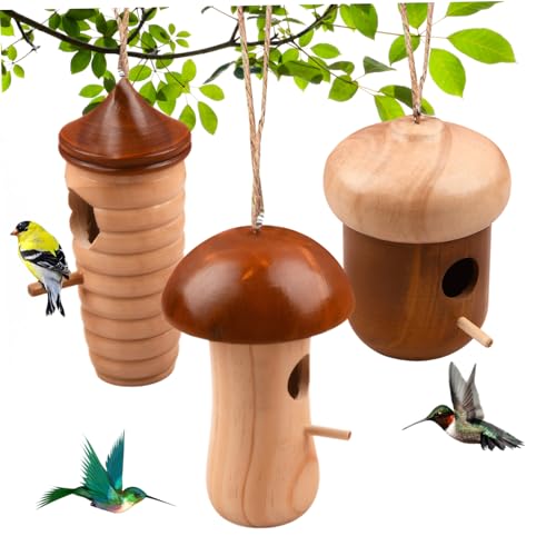 Hummingbird House 3PCS Holz Hummingbird -Häuser für draußen zum Nestieren von Hängenden Vogelhaus mit Seilgartengeschenken Hummingbird House 3PCS Holz Hummingbird -Häuser für draußen zum Nestieren von Hängenden Vogelhaus mit Seilgartengeschenken von Jcasbdn