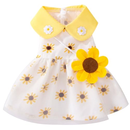 Hundekleid weich atmungsaktiv süße 3D Sonnenblume Welpenkleid Elegante Prinzessin Spitze Blumenhundrock für Gewicht 5 bis 8 Pfund Haustier Hundekleid weich atmungsaktiv süße 3D Sonnenblume Welpenkleid Elegante Prinzessin Spitze Blumenhundrock für Gewicht 5 bis 8 Pfund Haustier von Jcasbdn