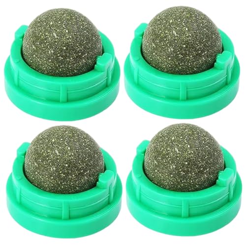 Jcasbdn 4pcs Catnip Ball Osgrowning & Rotatable Cat Nip Ball, sicheres gesunde Kätzchenkau -Zähneputzspielzeug für Wand, Boden, Stuhlbeine von Jcasbdn