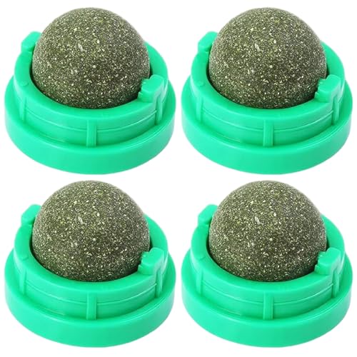 Jcasbdn 4pcs Katzenminzenkugel Offenbar rotatierbarer Katzen Nip Ball Safer gesunder Kätzchen Kaut -Zähneputzspielzeug für Wandbodenhockerbeine von Jcasbdn