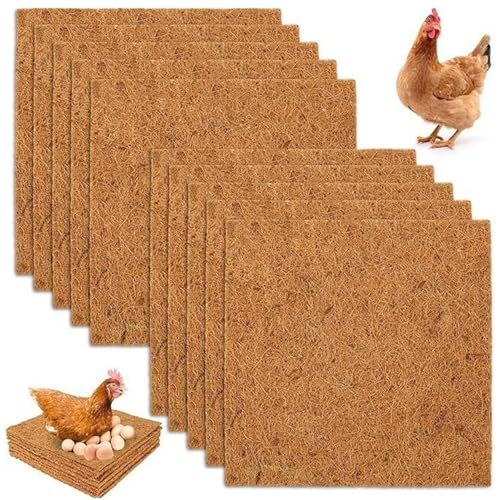 Jcasbdn Hühnchen -Nistpads 10pcs 12 Waschabschneider Coir Hähnchen Legebads Ersatz natürliche und komfortable für Chick Coop, Braun, braun von Jcasbdn
