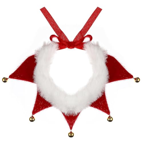 Jcasbdn Weihnachtshundkragen einstellbare rote Katze Kragen mit Glocken Weihnachtskostüm für kleine Hundekatze Welpen Kätzchen XS von Jcasbdn
