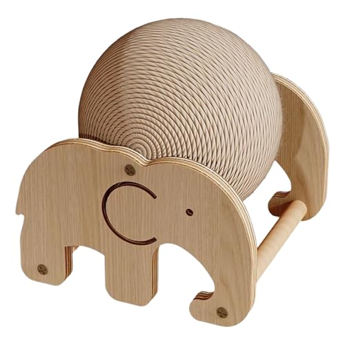 Katze Kratzkugel mit stabilem Ständer süßer Elefant natürlicher Sisal Cat Crobker Ball Kratzfeste interaktive Spielzeuge 7x7x7 von Jcasbdn