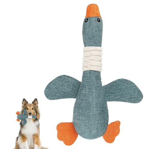 JcvPot Anti Stress Ente Für Hunde, Hundespielzeug Aus Hanfstoff, Spielzeug Für Kleine, Mittlere Und Große Hunde, 16x24x30 cm, Blau von JcvPot
