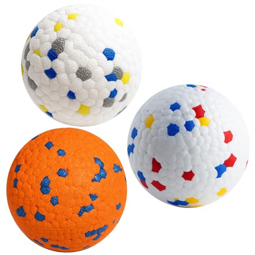 JcvPot Hundeball Unzerstörbar, 3 Stück Mini Hundebälle Aus ETPU, Ball Hund Für Zahnpflege Und Apportiertraining, Schwimmendes Hundespielzeug Für Pool Und Strand, 5 cm von JcvPot