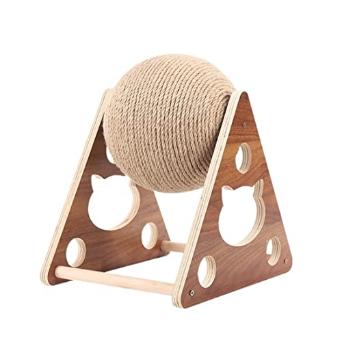Cat Scratcher Spielzeug, Cat Scratching Ball Toy, Natural Sisal Scratcher Ball, Spinning Cat Ball Toy, Solid Wood Scratching Toy for Cats & Kittens, Indoor Interactive Pet Toy von Jczw