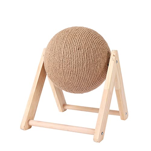 Cat Scratcher Spielzeug, Cat Scratching Ball Toy, Natural Sisal Scratcher Ball, Spinning Cat Ball Toy, Solid Wood Scratching Toy for Cats & Kittens, Indoor Interactive Pet Toy von Jczw