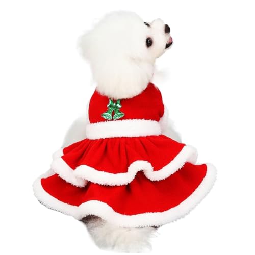 Hund Weihnachten Kostüm Welpen Kleid, Haustier Kleidung Samt Rock Winter Mantel Urlaub Bekleidung Nette Mädchen Kleidung Rote Kleider, für Kleine Mittlere Hunde Katzen von Jczw