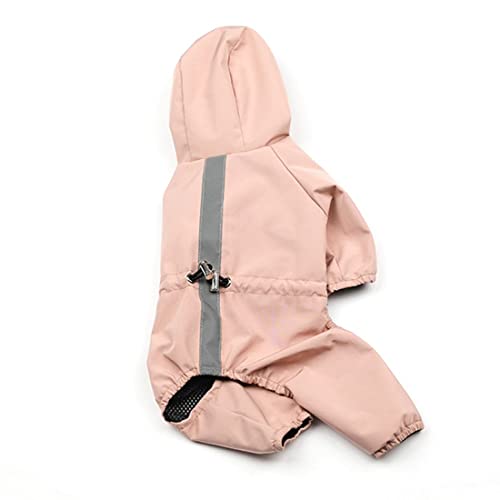 Hunde-Regenmantel, leicht, schnell trocknend, wasserdicht und winddicht, verstellbarer Regenponcho mit reflektierenden Streifen, Kapuzenumhang für Hunde (Medium, Rosa) von Jczw