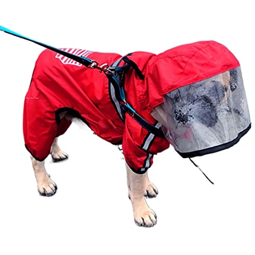 Hunde-Regenmantel, wasserdicht, mit Kapuze, verstellbarer Welpen-Regenjacke mit reflektierendem Sicherheitsgurt, leichte Regenbekleidung für kleine, mittelgroße Hunde von Jczw
