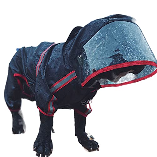 Hunde-Regenmantel, wasserdicht, mit Kapuze, verstellbarer Welpen-Regenjacke mit reflektierendem Sicherheitsgurt, leichte Regenbekleidung für kleine, mittelgroße Hunde von Jczw