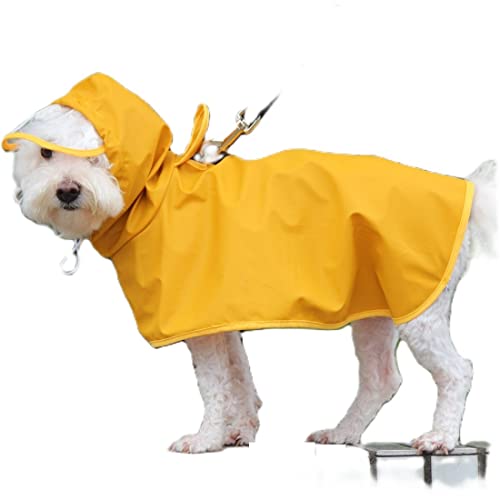 Hunde-Regenmantel, wasserdicht, reflektierend, leicht, atmungsaktiv, mit verstellbarem Bauchgurt und Loch für die Leine für kleine, mittelgroße und große Hunde (XL, gelb) von Jczw