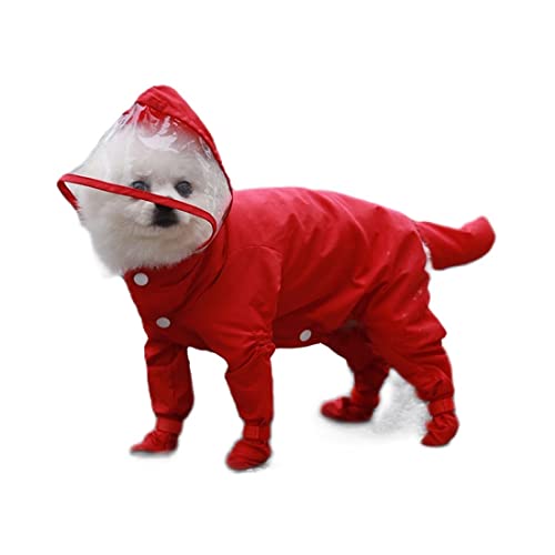 Hunde-Regenmantel, wasserdichte Welpen-Regenmäntel mit Kapuze, Hunde-Einteiler, Regenjacke & Regenstiefel, Overall, Hunde-Regenponcho für kleine Hunde (grün/schwarz/rosa/rot) von Jczw