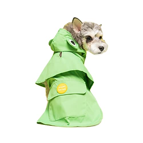 Hunde-Regenmantel mit Kapuze, wasserdicht, verstellbar, für kleine, mittelgroße und große Hunde (grün/blau/rosa/gelb) von Jczw