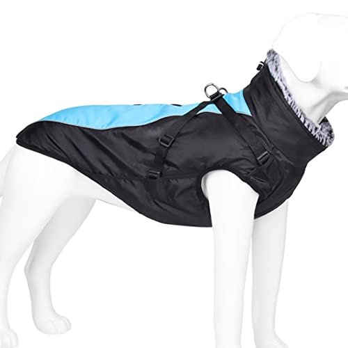 Hunde-Regenmantel – wasserdichter Hundemantel, Winter-Hunde-Regenmantel mit reflektierenden Streifen für mittelgroße und große Hunde, XL (blau/grau) von Jczw