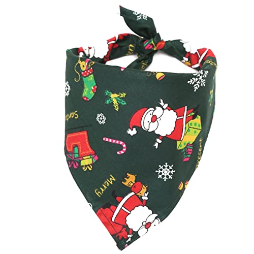 Hundehalstuch, Weihnachten, klassisch, kariert, dreieckig, Merry Christmas, Weihnachtsmann-Druck, Haustier-Bandana für kleine, mittelgroße und große Hunde, Katzen, Haustiere (M) von Jczw