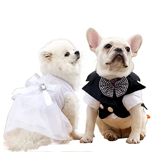 Hundekleid für kleine Hunde, Mädchen, Jungen, Haustierkleidung, Rock mit Fliege, weich, atmungsaktiv, Welpen-Outfits, Bekleidung, Geburtstag, Hochzeit, Hundekleider (S-XL) von Jczw