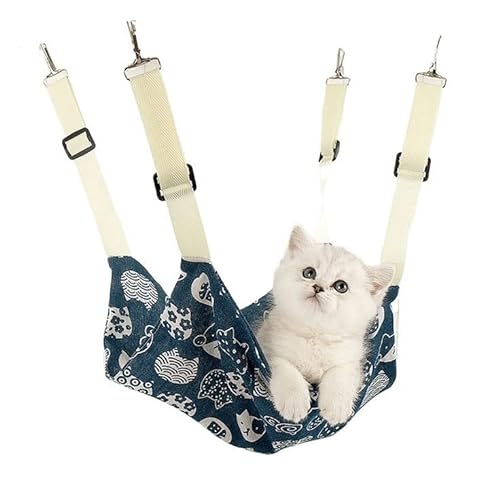 Jczw Katze Hängematte Weich Atmungsaktiv Haustier Käfig Hängematte mit Verstellbaren Riemen und Metallhaken Doppelseitiges Hängebett für Katzen Kleine Hunde Kaninchen von Jczw