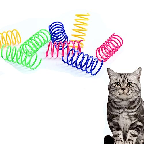 Jczw Katzenfederspielzeug (40 Stück), Katzenspielzeug aus Kunststoff, Spiralfedern zum Klatschen, Beißen, Jagd und aktives gesundes Spielen (zufällige Farbe) von Jczw