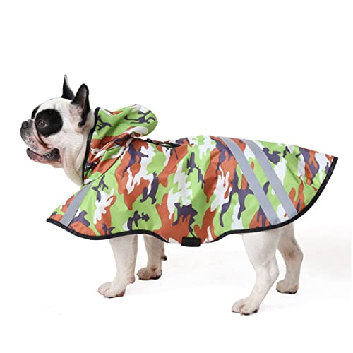 Regenjacke für kleine bis große Hunde, Hunde-Regenmantel mit Kapuze, Camouflage, wasserdichte Hunde-Regenjacke, Größe L von Jczw