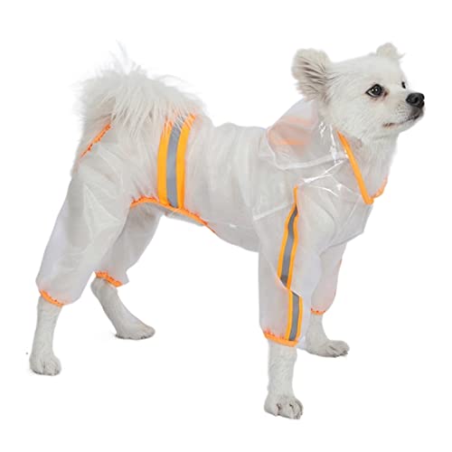 Tragbare, wasserdichte, transparente Hunde-Regenbekleidung for kleine und mittelgroße Hunde, leichte, atmungsaktive Regenjacke mit Kapuze, Welpen-Regenponcho-Umhang (transparent) von Jczw