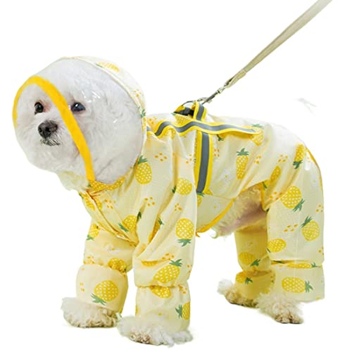 Tragbare wasserdichte transparente Hunde-Regenbekleidung für kleine, mittelgroße Hunde, leichte atmungsaktive Kapuzen-Regenjacke Welpen-Regenponcho Umhang (gelb) von Jczw